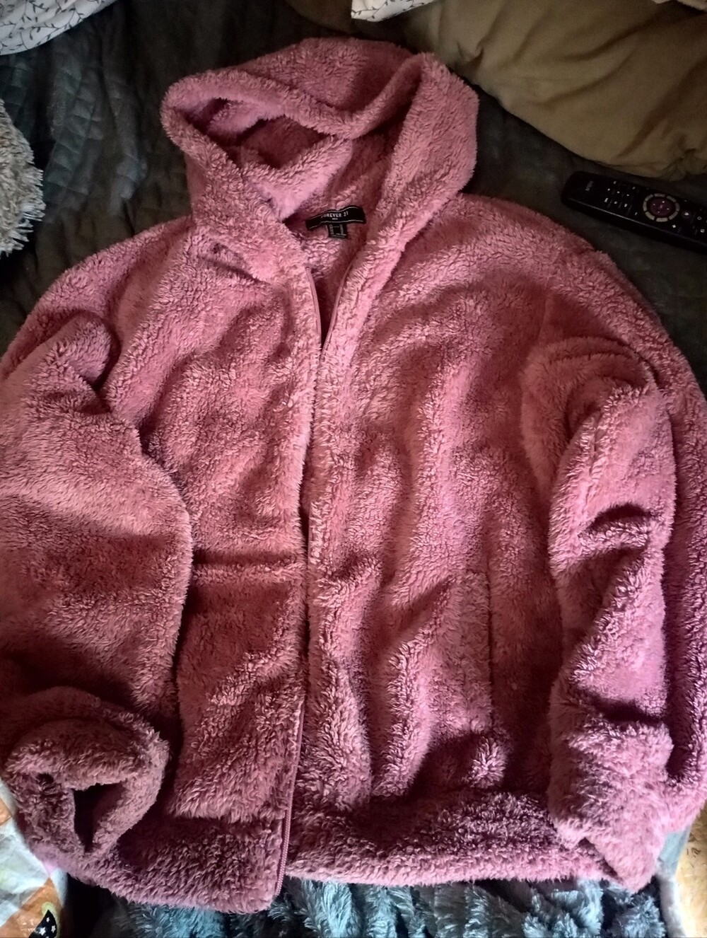 Cozy Plush Hooded Jacket in Dusty Rose